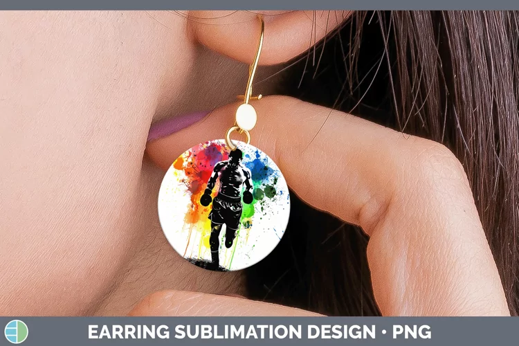 Neon Rainbow Male Boxer Round Earrings Sublimation Earrings