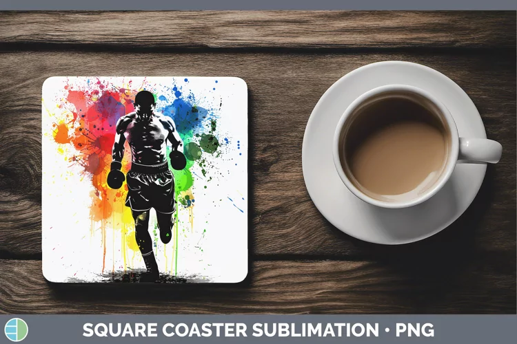 Neon Rainbow Male Boxer Square Coaster Sublimation Coaster D