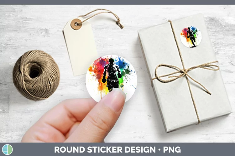 Neon Rainbow Male Boxer Stickers | Round Labels Designs
