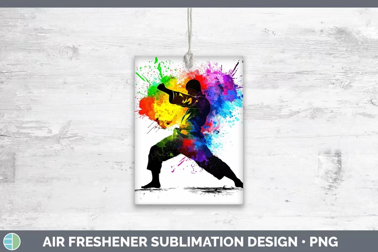 Neon Rainbow Male Martial Artist Air Freshener Sublimation C