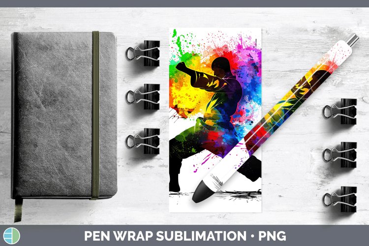 Neon Rainbow Male Martial Artist Pen Wrap Sublimation Epoxy