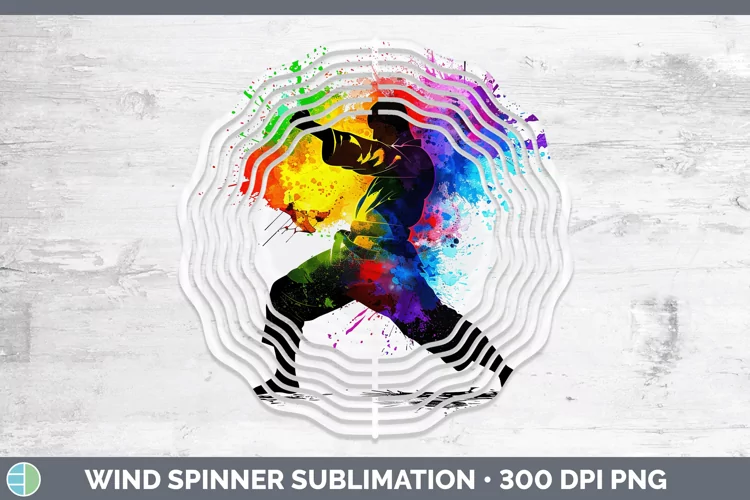 Neon Rainbow Male Martial Artist Wind Spinner Sublimation Sp