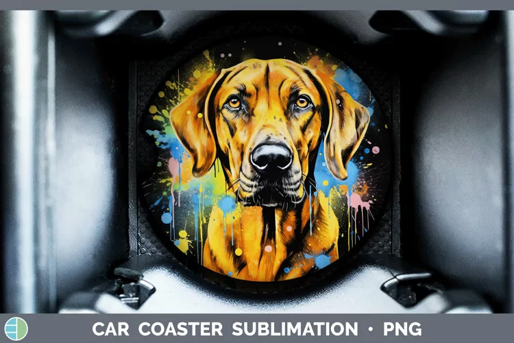 Neon Rhodesian Ridgeback Car Coaster Sublimation Coaster Des