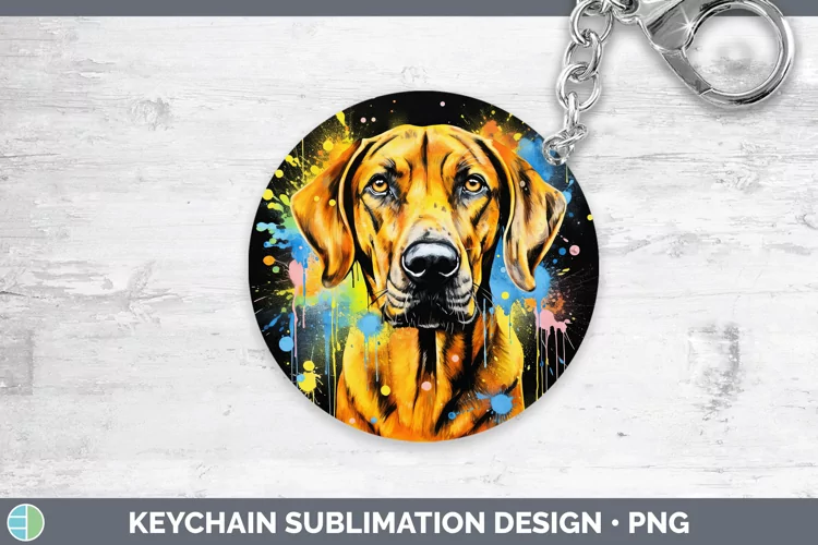 Neon Rhodesian Ridgeback Keychain Sublimation Keyring Design