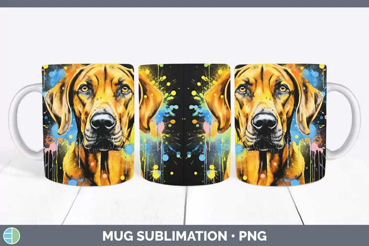 Neon Rhodesian Ridgeback Mug Wrap Sublimation Coffee Cup Des