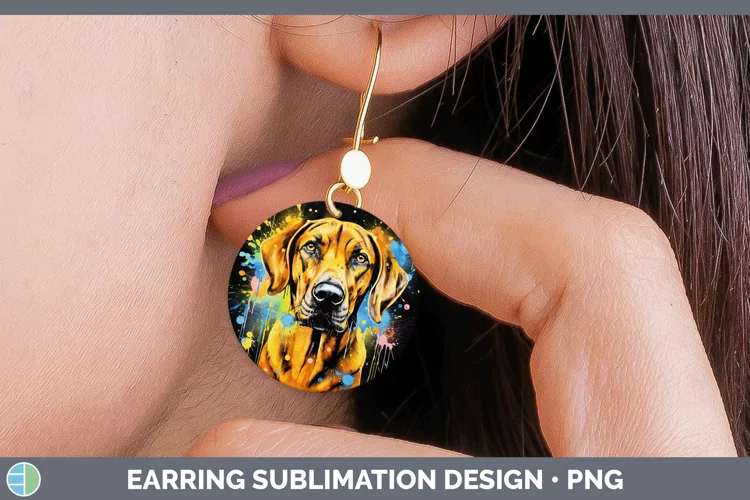 Neon Rhodesian Ridgeback Round Earrings Sublimation Earrings
