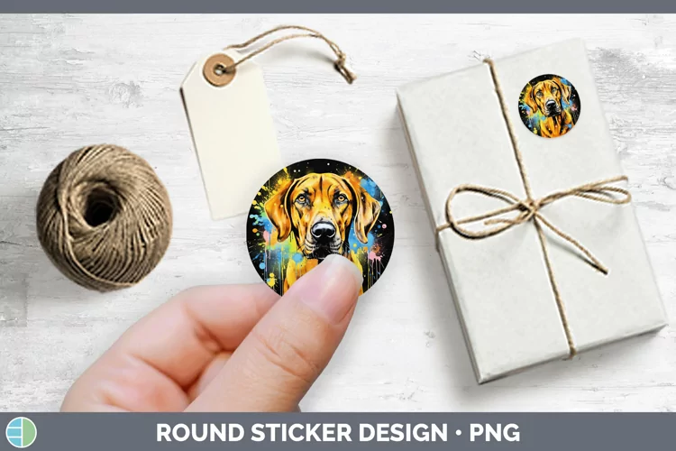 Neon Rhodesian Ridgeback Stickers | Round Labels Designs
