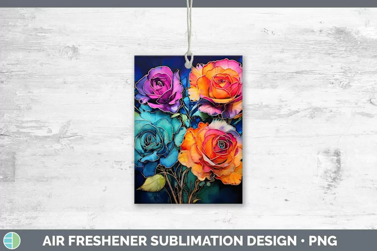 Neon Rose Air Freshener Sublimation Car Freshener Designs