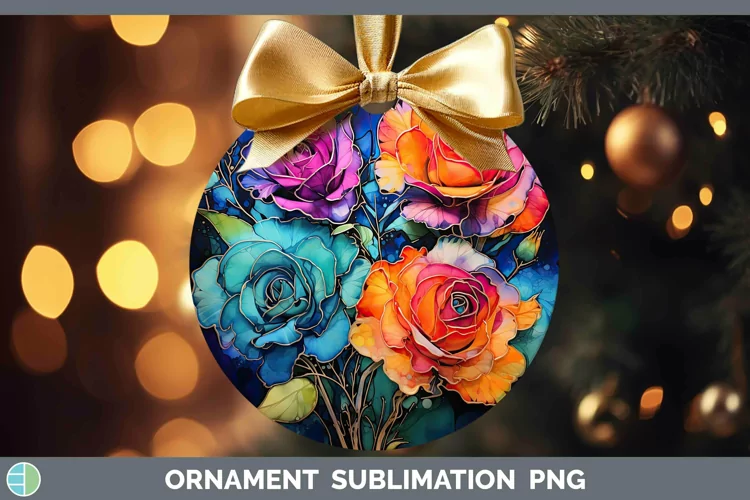 Neon Rose Ornament Sublimation Bauble Designs