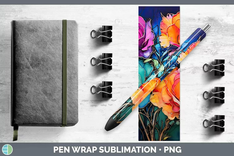 Neon Rose Pen Wrap Sublimation Epoxy Pen Designs