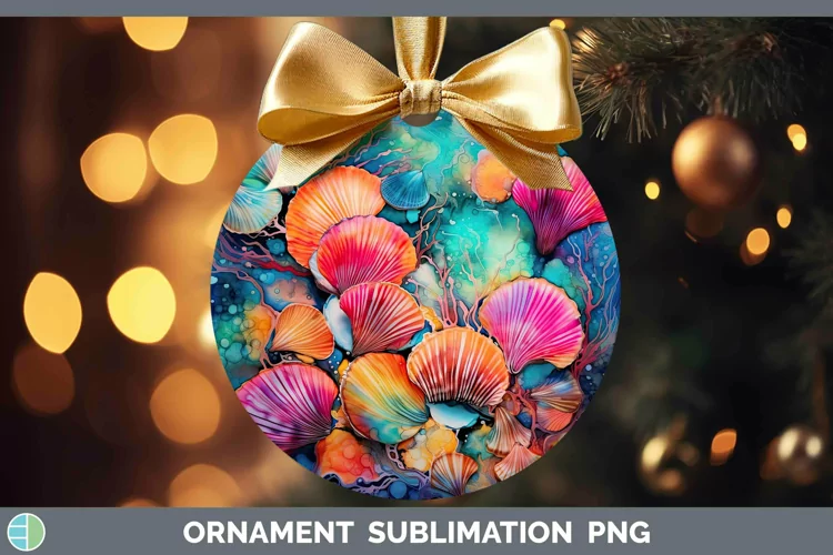 Neon Seashell Ornament Sublimation Bauble Designs