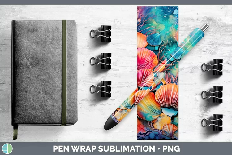Neon Seashell Pen Wrap Sublimation Epoxy Pen Designs