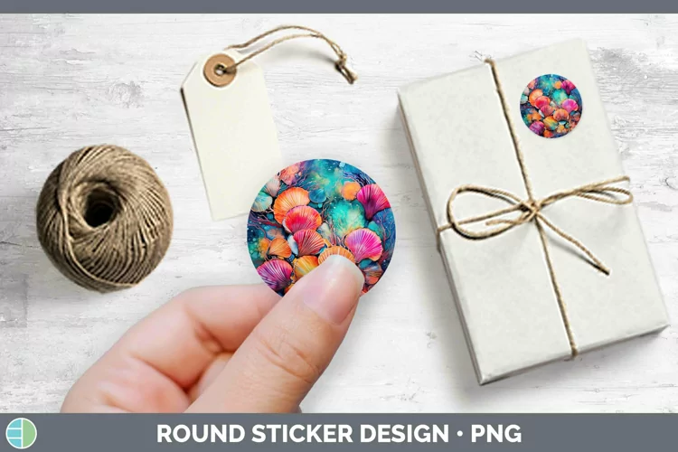Neon Seashell Stickers | Round Labels Designs