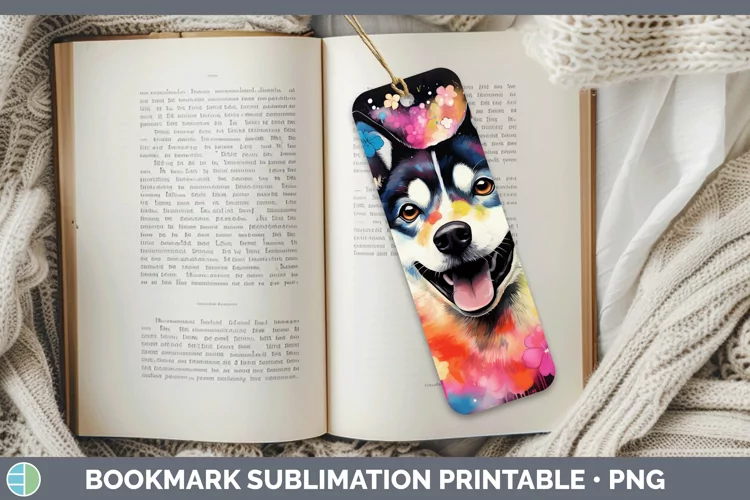 Neon Shiba Inu Bookmark Sublimation Printable Designs