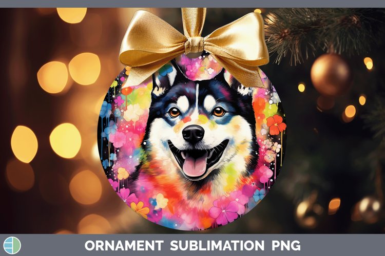 Neon Shiba Inu Ornament Sublimation Bauble Designs