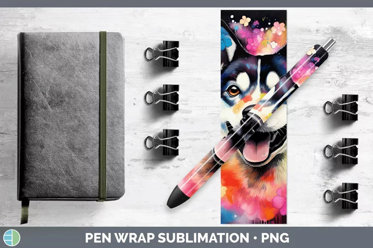 Neon Shiba Inu Pen Wrap Sublimation Epoxy Pen Designs