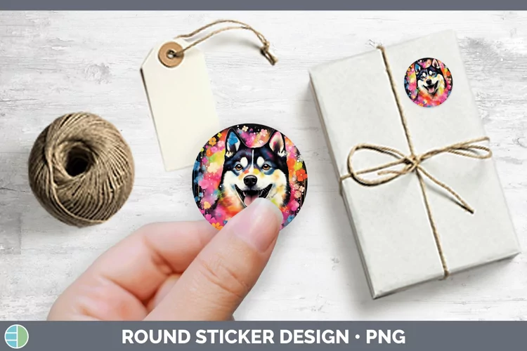 Neon Shiba Inu Stickers | Round Labels Designs