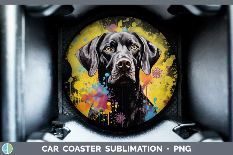 Neon Shorthaired Pointer Car Coaster Sublimation Coaster Des