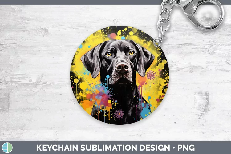 Neon Shorthaired Pointer Keychain Sublimation Keyring Design