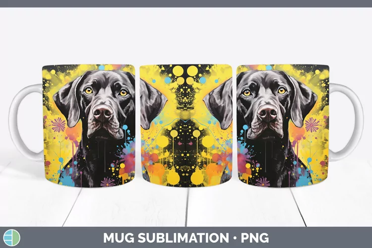 Neon Shorthaired Pointer Mug Wrap Sublimation Coffee Cup Des