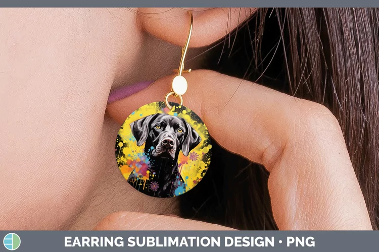 Neon Shorthaired Pointer Round Earrings Sublimation Earrings