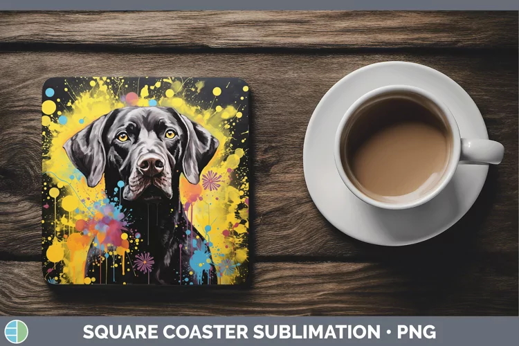 Neon Shorthaired Pointer Square Coaster Sublimation Coaster