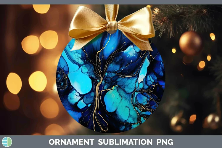 Neon Splash Blue Ornament Sublimation Bauble Designs