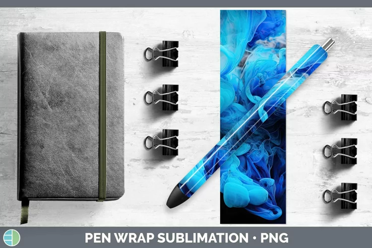 Neon Splash Blue Pen Wrap Sublimation Epoxy Pen Designs