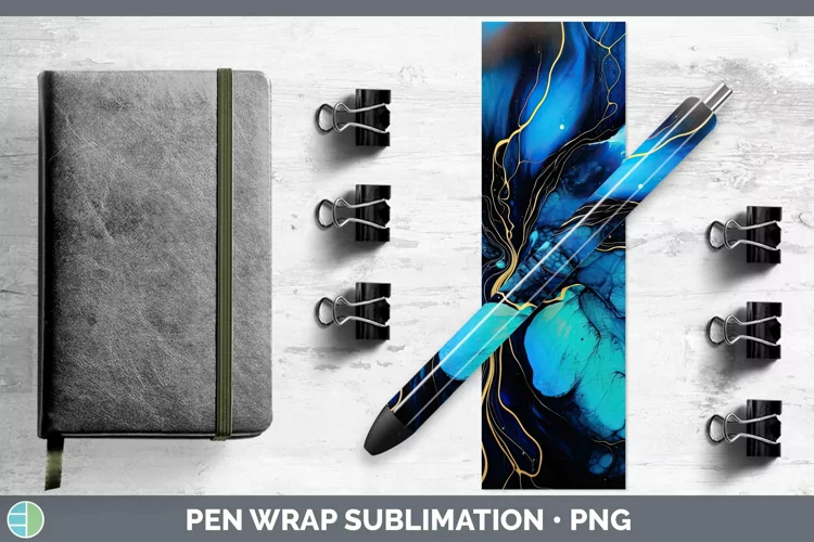Neon Splash Blue Pen Wrap Sublimation Epoxy Pen Designs