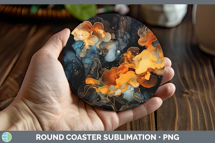 Neon Splash Brown Round Coaster Sublimation Coaster Designs