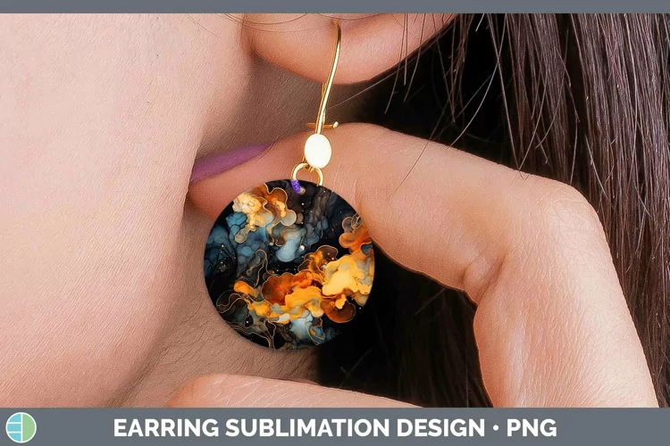 Neon Splash Brown Round Earrings Sublimation Earrings Design