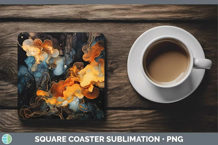 Neon Splash Brown Square Coaster Sublimation Coaster Designs