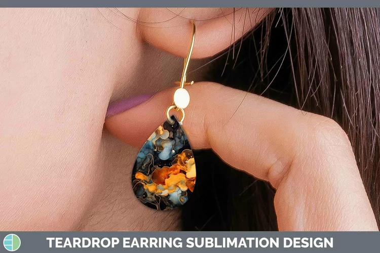 Neon Splash Brown Teardrop Earrings Sublimation Earrings Des