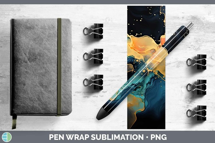 Neon Splash Gold Pen Wrap Sublimation Epoxy Pen Designs
