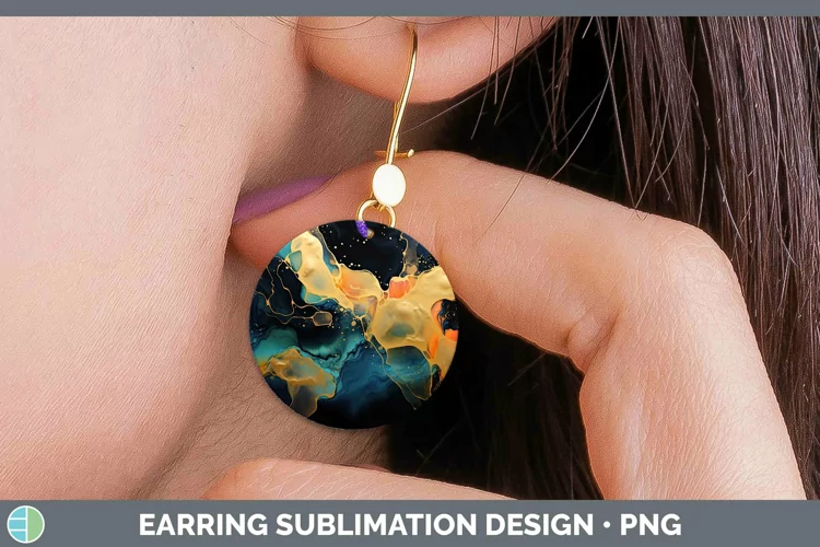 Neon Splash Gold Round Earrings Sublimation Earrings Designs