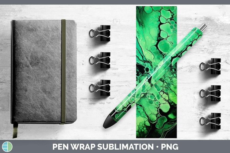 Neon Splash Green Pen Wrap Sublimation Epoxy Pen Designs
