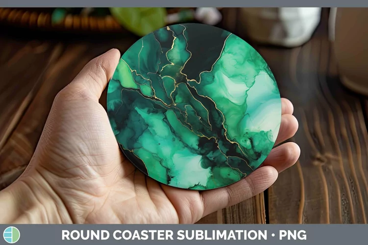 Neon Splash Green Round Coaster Sublimation Coaster Designs