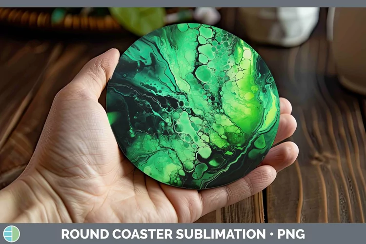 Neon Splash Green Round Coaster Sublimation Coaster Designs