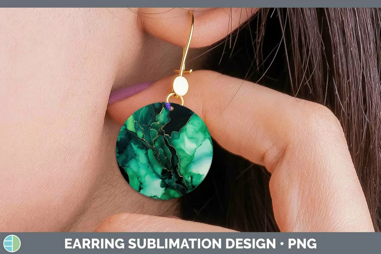 Neon Splash Green Round Earrings Sublimation Earrings Design