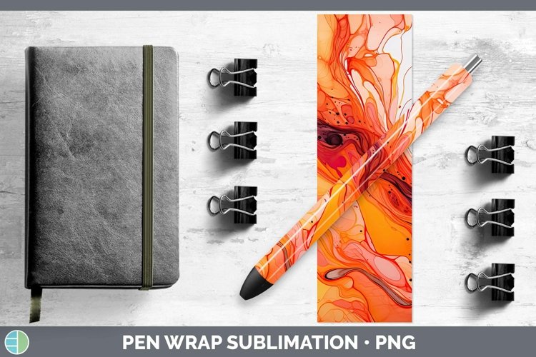 Neon Splash Orange Pen Wrap Sublimation Epoxy Pen Designs