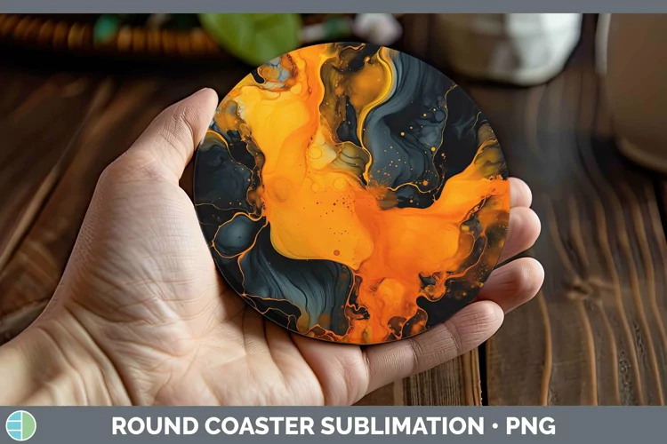 Neon Splash Orange Round Coaster Sublimation Coaster Designs