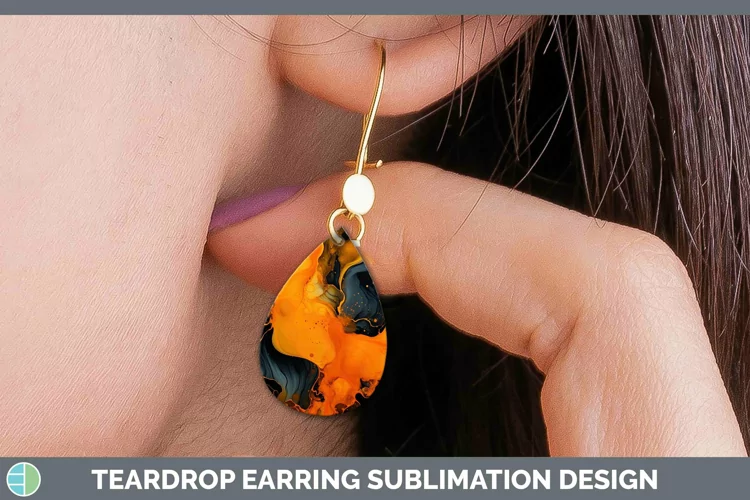 Neon Splash Orange Teardrop Earrings Sublimation Earrings De