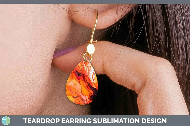 Neon Splash Orange Teardrop Earrings Sublimation Earrings De