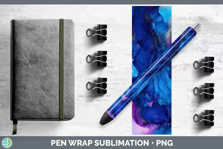 Neon Splash Periwinkle Pen Wrap Sublimation Epoxy Pen Design