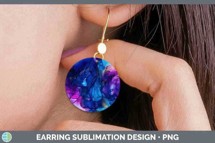 Neon Splash Periwinkle Round Earrings Sublimation Earrings D