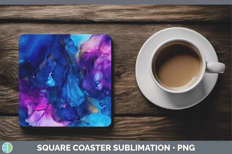 Neon Splash Periwinkle Square Coaster Sublimation Coaster De
