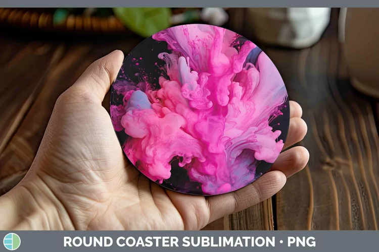 Neon Splash Pink Round Coaster Sublimation Coaster Designs