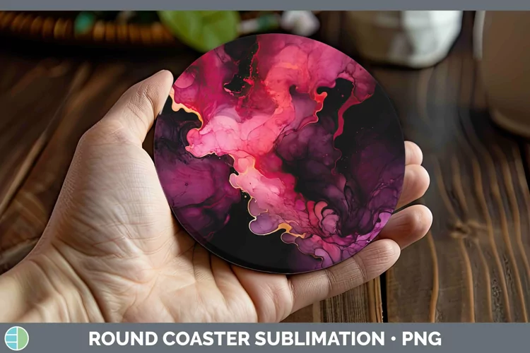 Neon Splash Pink Round Coaster Sublimation Coaster Designs