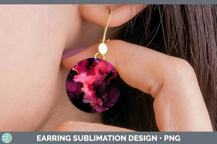 Neon Splash Pink Round Earrings Sublimation Earrings Designs