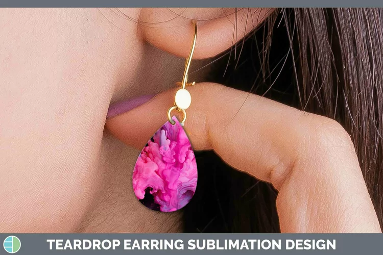 Neon Splash Pink Teardrop Earrings Sublimation Earrings Desi